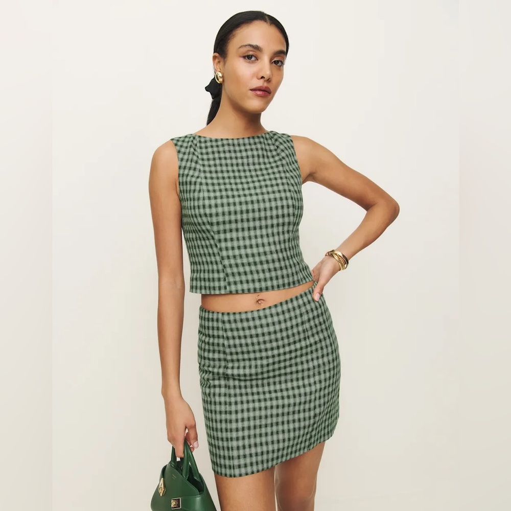 Reformation Grace Linen Two Piece Green - Size 0